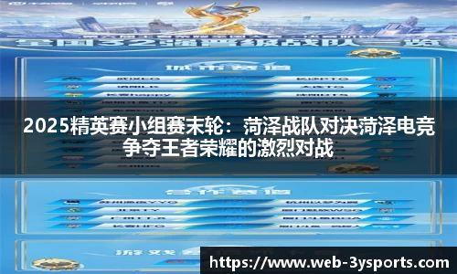 2025精英赛小组赛末轮：菏泽战队对决菏泽电竞争夺王者荣耀的激烈对战